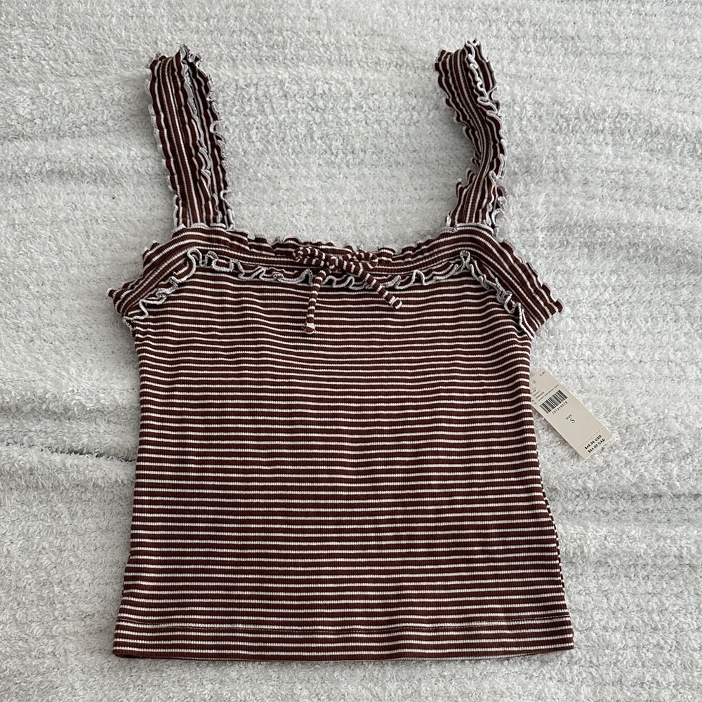 Maeve Brown and White Striped Tank Top